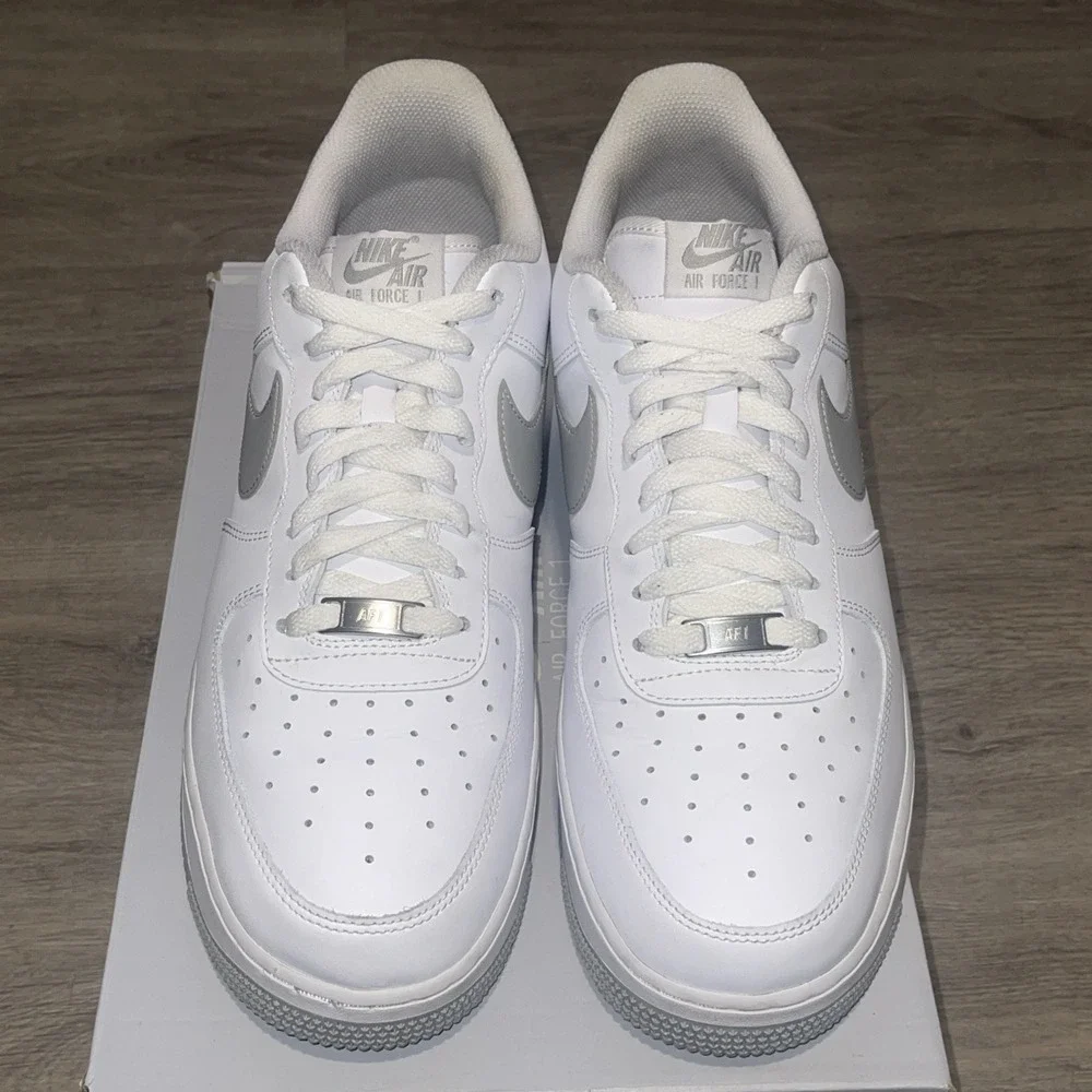 Size 12- Nike Men's Air Force 1 '07 White Light Smoke Grey FJ4146-100